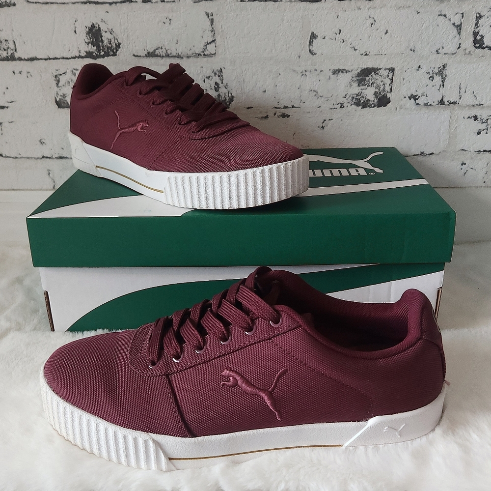 PUMA Womens Carina Summer Cat Burgundy Sneakers, 9.5
